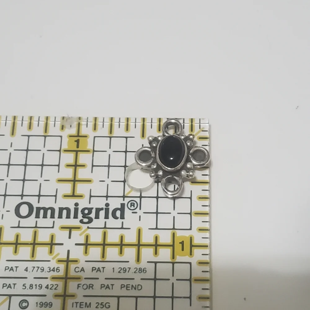 2/$15 Sterling Silver Link with Black Onyx (Dyed) 14x11mm 925